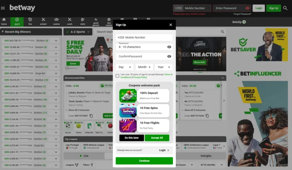 Betway login